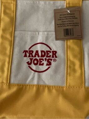 Trader Joe's Limited Edition Mini Canvas Tote Bag Yellow